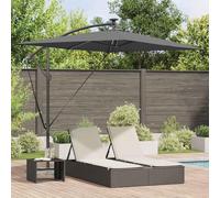 Ordellia Ombrellone antracite con barre luminose a LED, orientabile, 294 x 200 x 270 cm, resistente alle intemperie e ai raggi UV, inclinabile e inclinabile, ideale per giardino, balcone, terrazza