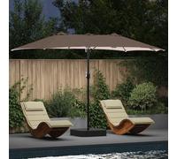 Ordellia Ombrellone da giardino sabbia e antracite, protezione UV, resistente alle intemperie, con manovella, pieghevole, inclinabile, ideale per balcone, terrazza, giardino, ombra all'aperto