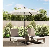 Ordellia Ombrellone sospeso con illuminazione a LED, 3 m, colore bianco sabbia, resistente alle intemperie, protezione UV, inclinabile, manovella pieghevole, paravento, per giardino, balcone, terrazza