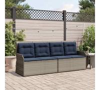 Ordellia Panchina da giardino in polyrattan con cuscino Grigio e Blu Navy, resistente all'acqua, design moderno per esterni, capacità di 2 posti, ideale per relax, lounge o incontri informali