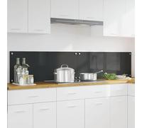 Ordellia Pannello posteriore da cucina, 2 pezzi, grigio scuro, in vetro temperato, 100 x 40 cm, spessore 6 mm, resistente al calore fino a 240 gradi, 4 fori preforati per un facile montaggio in cucina