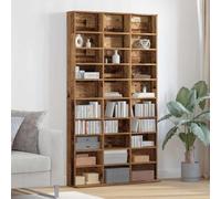 Ordellia Scaffale per CD in legno effetto legno anticato, 101 x 23 x 177,5 cm, con 30 ripiani per CD, DVD, vinili, archiviazione multimediale in soggiorno, home theater, ufficio, ordine