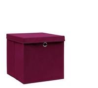 Ordellia Scatole pieghevoli con coperchio, set da 4 pezzi, 28 x 28 x 28 cm, rosso scuro, in tessuto non tessuto, per scaffali, cassetti, armadi, ripiani privi di polvere