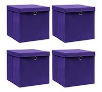Ordellia Scatole portaoggetti con coperchio, 4 pezzi, 28 x 28 x 28 cm, viola, in tessuto non tessuto, pieghevoli, per scaffale, armadio, camera da letto, ufficio e soggiorno, come aiuto per l'ordine