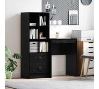 Ordellia Scrivania con cassetti effetto rovere nero, set da 2 pezzi, scrivania per computer e tavolo da lavoro con ripiano, ideale per ufficio, home office e studio, salvaspazio con molto spazio