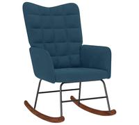Ordellia Sedia a dondolo in velluto blu, con piedini in legno e imbottitura, sedia a dondolo per soggiorno, sedia da allattamento, lettura, relax, momenti di tranquillo e pisolino nella cameretta dei