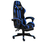 Ordellia Sedia da gaming con poggiapiedi, nera e blu, in ecopelle, sedia da ufficio, sedia girevole, sedia direzionale, ergonomica, con poggiatesta, braccioli e ruote, per gaming e home office