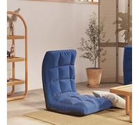 Ordellia Sedia da pavimento pieghevole in tessuto blu con imbottitura in schiuma, regolabile per giocare, leggere, guardare la TV, meditare, rilassarsi in soggiorno, camera da letto, cameretta dei