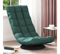 Ordellia Sedia girevole da pavimento verde scuro in tessuto, 70 x 51 x 79 cm, pieghevole e regolabile con 5 posizioni reclinabili, piede a 360 gradi, telaio in metallo per gaming, lettura, meditazione
