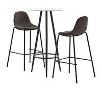 Ordellia Set da bar da 3 pezzi, grigio scuro con sgabello da bar in tessuto, piano in MDF, struttura in acciaio verniciato a polvere, 60 x 107,5 cm, per cucina, soggiorno, balcone e terrazza
