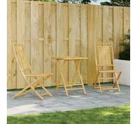 Ordellia Set da Bistrò 3 pz in Bambù Resistente per Giardino, Terrazza e Balcone con Tavolo Pieghevole e Sedie Impilabili, Ideale per Relax, Pranzo e Conversazioni all'Esterno
