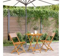 Ordellia Set da Bistrot in Tessuto e Legno Massello per Giardino, Terrazza, Balcone, Patio e Veranda con Tavolo Pieghevole e Due Sedie Resistenti per Relax Pranzo e Conversazione