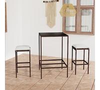 Ordellia Set da giardino con tavolo, 2 sgabelli con cuscini, polyrattan marrone, resistente all'acqua, ideale per relax, pranzo, conversazione, veranda, patio e balcone, per ospiti e famiglia