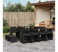 Ordellia Set da Pranzo da Giardino 13 pezzi con Cuscini Nero in Polyrattan Tavolo Resistente a Raggi UV per Relax, Pranzo e Convivenza su Terrazza, Patio, Balcone, Veranda, Zona Esterno