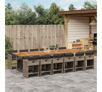Ordellia Set da Pranzo da Giardino 13 pezzi in Polyrattan Grigio con Cuscini, Tavolo e Sedie Impilabili per Esterno, Patio, Veranda, Balcone, Ideale per Relax, Pranzo e Conversazioni Ambienti Outdoor