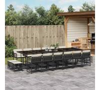 Ordellia Set da Pranzo da Giardino 17 pz con Cuscini Nero in Polyrattan Resistente per Terrazza, Balcone, Patio e Veranda per Relax, Pranzo e Conversazioni all'Esterno