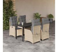 Ordellia Set da Pranzo da Giardino 5 pz in Polyrattan Beige con Cuscini Resistenti al Sole per Patio Veranda e Terrazza Arredo Lounge Relax in Esterno