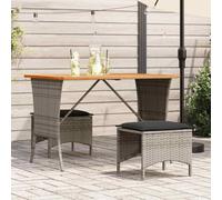 Ordellia Set da Pranzo da Giardino in Polyrattan Grigio con Tavolo, Sgabelli, Cuscini Sfoderabili e Resistente agli Agenti Atmosferici per Relax, Pranzo e Conversazioni all'Aperto in Veranda