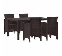 Ordellia Set da Pranzo per Giardino 5 pezzi Marrone Rattan Polt con Tavolo Rettangolare e Sedie Eleganti per Esterni, Ideale per Relax, Pranzo e Socializzare su Terrazza, Balcone o Veranda Durable