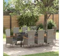 Ordellia Set da Pranzo per Giardino con 8 Sedie e Tavolo in Acciaio e Polyrattan con Cuscini Resistente per Esterni, per Relax, Pranzo e Socializzazione in Spazi Esterni come Terrazze
