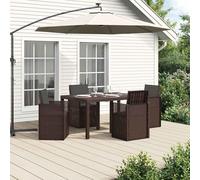 Ordellia Set da Pranzo per Giardino e Terrazza 5 pezzi Marrone e Antracite PP con Tavolo e Sedie Impilabili Resistenti alle Intemperie e Raggi UV per Relax e Pranzi Esterni