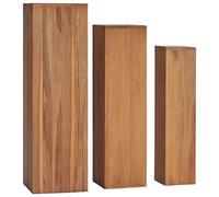 Ordellia Set di 3 supporti per piante in legno di teak massiccio, superficie oliata, misure S, M, L, per balcone, terrazza, giardino, soggiorno, corridoio, davanzale per una presentazione elegante