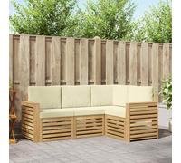 Ordellia Set di divani 4 pezzi in poliestere bianco e crema dimensioni 191 x 132,5 x 73 cm per esterni, resistente alle intemperie, facile da pulire, design modulare