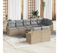 Ordellia Set di divani con cuscino 9 pezzi Beige polyrattan resistente all'esterno per giardino terrazza patio veranda arredo relax lounge lounge modulare per pranzo conversazione ospiti famiglia