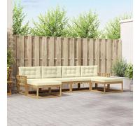 Ordellia Set di divani da esterno 6 pezzi in legno massello di acacia resistente alle intemperie per giardini, patii e zone vicino alla piscina con sedute robuste, design modulare e stile elegante