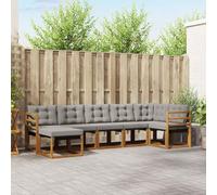Ordellia Set di divani da esterno 7 pezzi in legno di acacia con finitura naturale e chiara, cuscini imbottiti resistenti alle intemperie, ideale per giardini, patio, piscina
