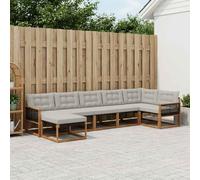 Ordellia Set di divani da esterno 7 pezzi in legno di acacia naturale e grigio chiaro, modulari e resistenti al sole, ideale per giardino, terrazza e spazi outdoor