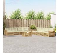 Ordellia Set di divani da esterno bianco e crema 9 pezzi poliestere resistente modulari per giardino terrazzo decorazione esterna creazione atmosfera accogliente