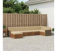 Ordellia Set di divani da esterno con 7 cuscini modulabili in legno massello di acacia resistente al clima per giardino e terrazza naturale beige