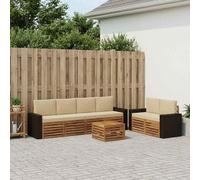 Ordellia Set di divani da esterno con cuscini 7 pezzi in legno di acacia naturale e beige, resistente alle intemperie, design modulare per giardino e terrazza, con tavolo e componenti complet