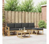 Ordellia Set di divani da esterno con cuscini in legno massello di acacia completo di tavolo e poggiapiedi design moderno per patio e terrazza resistente alle intemperie