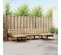 Ordellia Set di divani da esterno con cuscini in legno massello di acacia modulari e resistente al clima per giardini e terrazze con design moderno e finitura anti intemperie