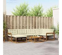 Ordellia Set di divani da esterno con cuscino 19 pezzi in legno di acacia naturale e crema, arredo modulare resistente alle intemperie, ideale per giardino, terrazza e spazi outdoor, comfort duraturo