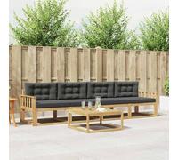 Ordellia Set di divani da esterno con cuscino 4 pezzi in legno massello di acacia resistente alle intemperie, design modulare moderno per patio giardino e living outdoor con tavolo e braccioli