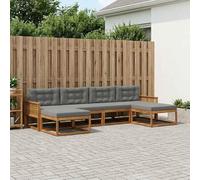 Ordellia Set di divani da esterno con cuscino 6 pezzi in legno massello di acacia resistente alle intemperie per giardini, patii e zone vicino alla piscina, design elegante e funzionale