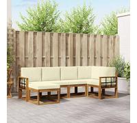 Ordellia Set di divani da esterno con cuscino 6 pezzi in legno massello di acacia resistente, design modulare e compatibile con salotto e giardino, ideale per relax e socialità all'aperto