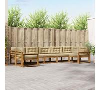 Ordellia Set di divani da esterno con cuscino 7 pezzi in legno massello di acacia naturale beige per giardini patio e piscine, design modulare e resistente alle intemperie