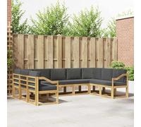 Ordellia Set di divani da esterno con cuscino 9 pezzi in legno massello di acacia e poliestere per giardini patio cortili e piscine con design modulare resistente alle intemperie e colori bianco e