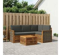 Ordellia Set di divani da esterno in legno di acacia modulare 5 pezzi con braccioli eleganti e configurazione flessibile per patio, giardino, relax e socializzazione