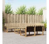 Ordellia Set di divani da esterno modulare completo di tavolo e cuscini in legno di acacia resistente al clima per giardino e terrazza con supporto ergonomico e design elegante
