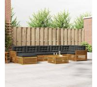 Ordellia Set di divani da esterno modulare con cuscino 8 pezzi in legno naturale e antracite ideale per giardini, patio e ambienti esterni con design moderno e struttura resistente
