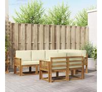 Ordellia Set di divani da esterno modulare in legno massello di acacia con cuscini rimovibili per giardino patio e piscina ideale per relax e incontri sociali