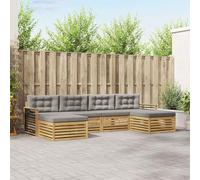 Ordellia Set di divani da esterno modulari in legno di acacia bianco e grigio chiaro per giardini, patii e zone piscina, configurabile, resistente alle intemperie