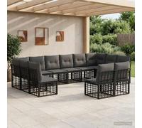 Ordellia Set di divani da esterno Nero e Grigio scuro in poliestere resistente con design modulare per giardino patio balcone veranda e zone relax, ideale per pranzo, conversazioni e ospiti