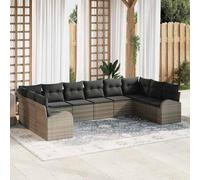 Ordellia Set di divani da giardino modulare con cuscini in polyrattan resistente, 10 pezzi Grigio per esterni, terrazza, balcone e patio, arredo lounge e relax per incontri familiari e conversazioni