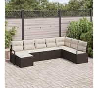 Ordellia Set di divani modulare in polyrattan marrone con cuscini imbottiti per spazio esterno terrazza patio e veranda con tavolo regolabile piedini regolabili e scomparti nascosti ideale per relax